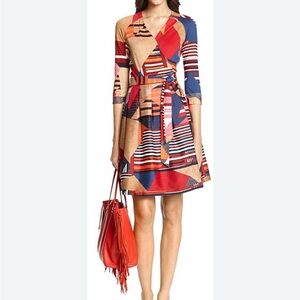 DVF Jewel Wrap Dress in Collage Print